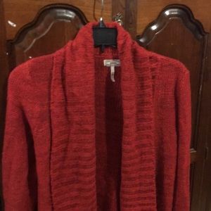 Two pocket shawl collar burnt orange sweater
